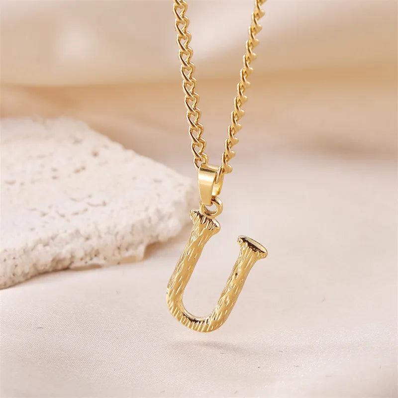 Wholesale Jewelry Sweet Simple Style Artistic Letter 201 Stainless Steel 304 Stainless Steel 18K Gold Plated Plating Pendant Necklace