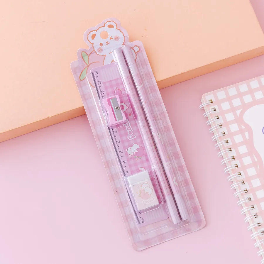 1 set bear class learning plastic wood cute pencil