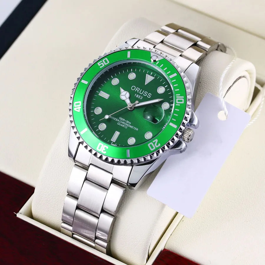 business solid color single folding buckle quartz men's watches