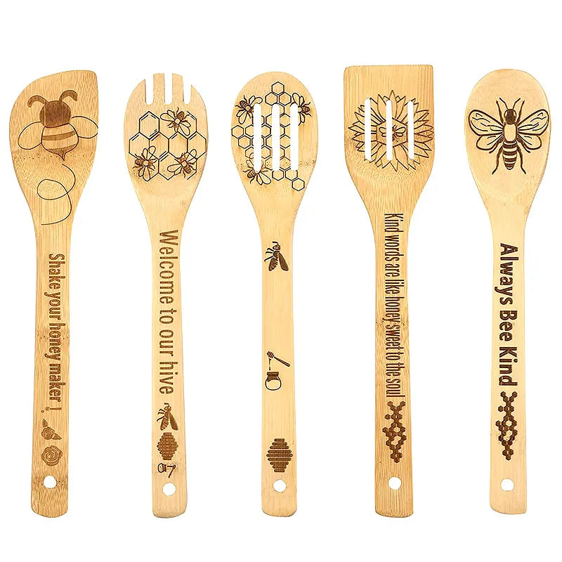 Simple Style Animal Letter Bamboo Shovel kit 5 Pieces Set