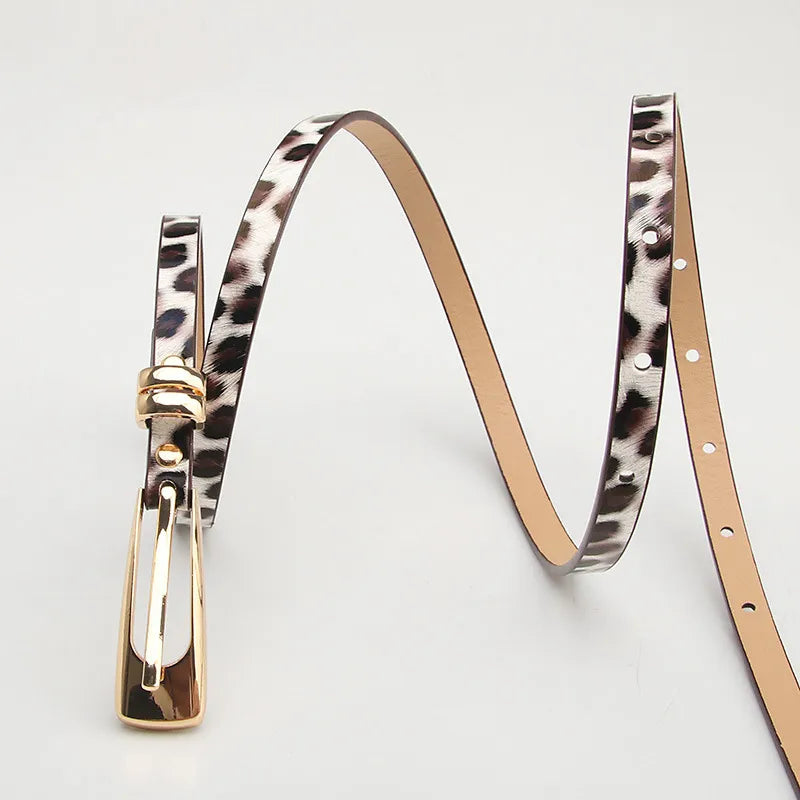 fashion solid color pu leather alloy women's leather belts