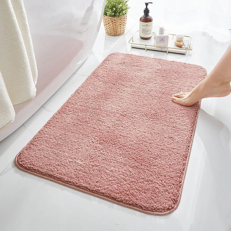Household Bathroom Door Mat Solid Color Simple Bathroom Absorbent Non-Slip Mat Spot  Thickened Fiber Floor Mat
