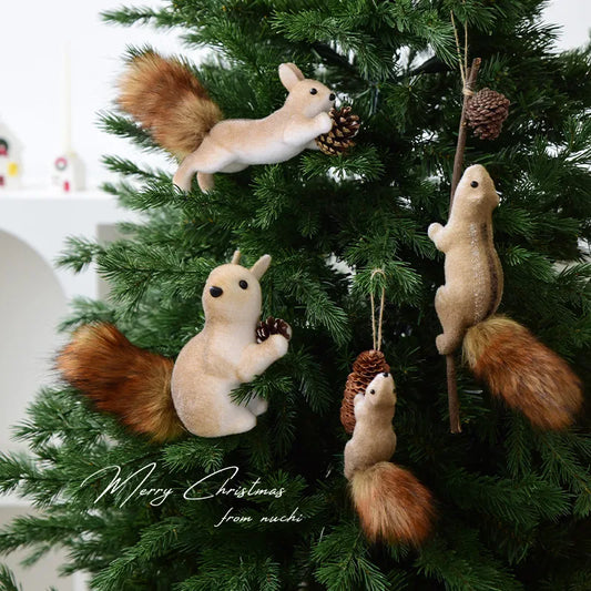 Creative Squirrel Christmas Decoration Small Hanging Ornament Realistic squirrel design Perfect gift for holiday decoration