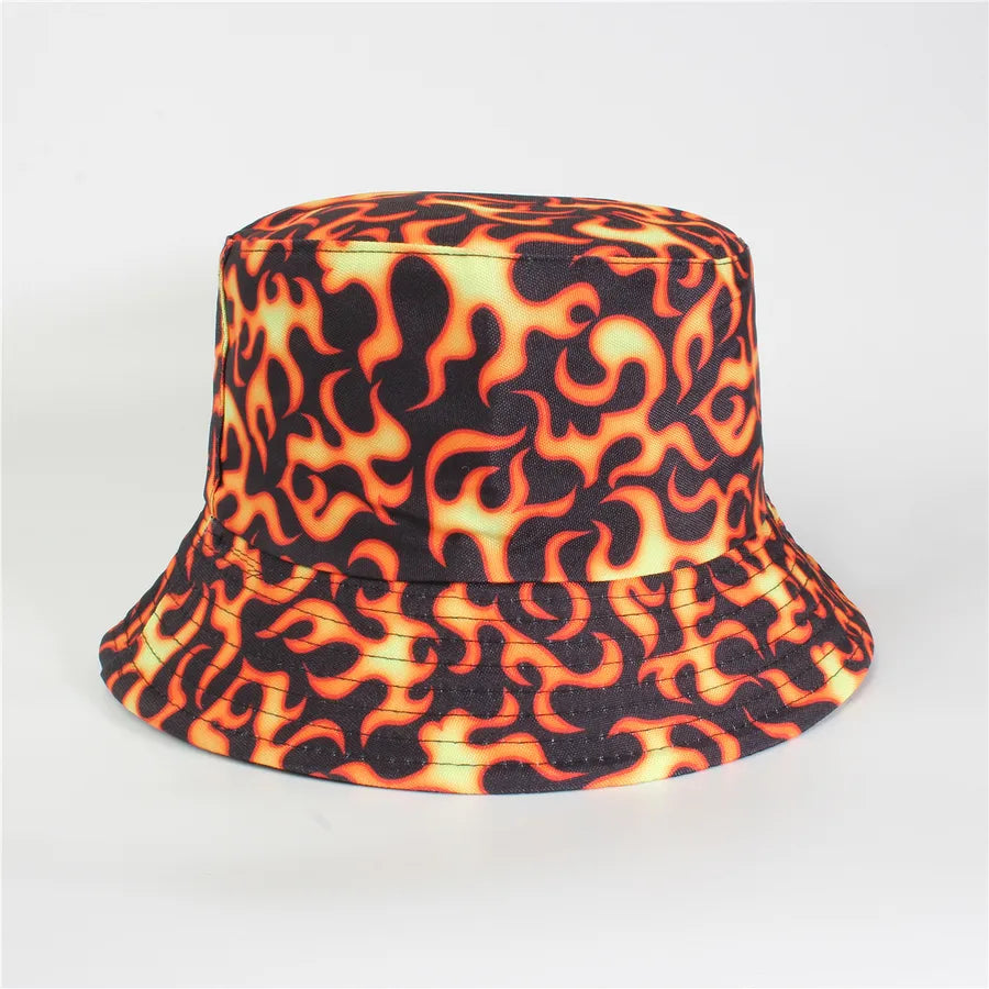 Double-Sided Fisherman Hat Women's Floral Print Sunshade Leaf Animal Cartoon Bucket Cap Spring Summer Elegant Casual Style
