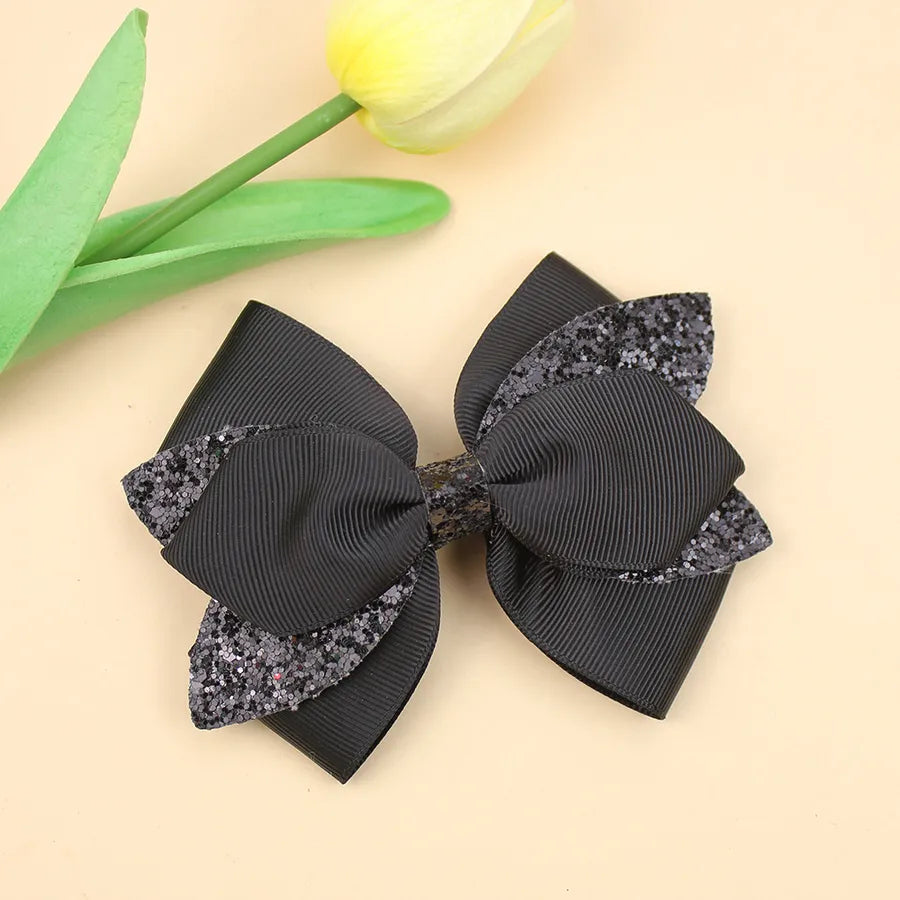 Europe and the United States new double-layer children's glitter film bow hair accessories girls hair clips cute girls hair accessories
