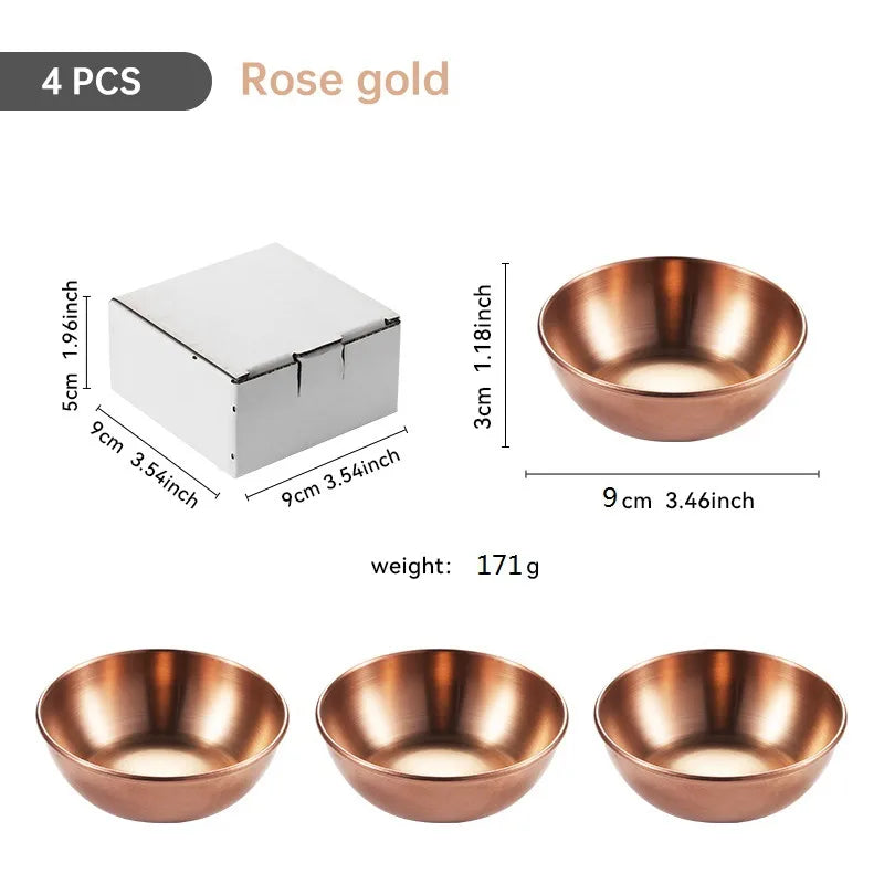 Large Stainless Steel Plate Golden Sauce Seasoning Plate 8-piece Set Household Restaurant Soy Sauce Plate 4-piece Set Dipping Sauce Plate