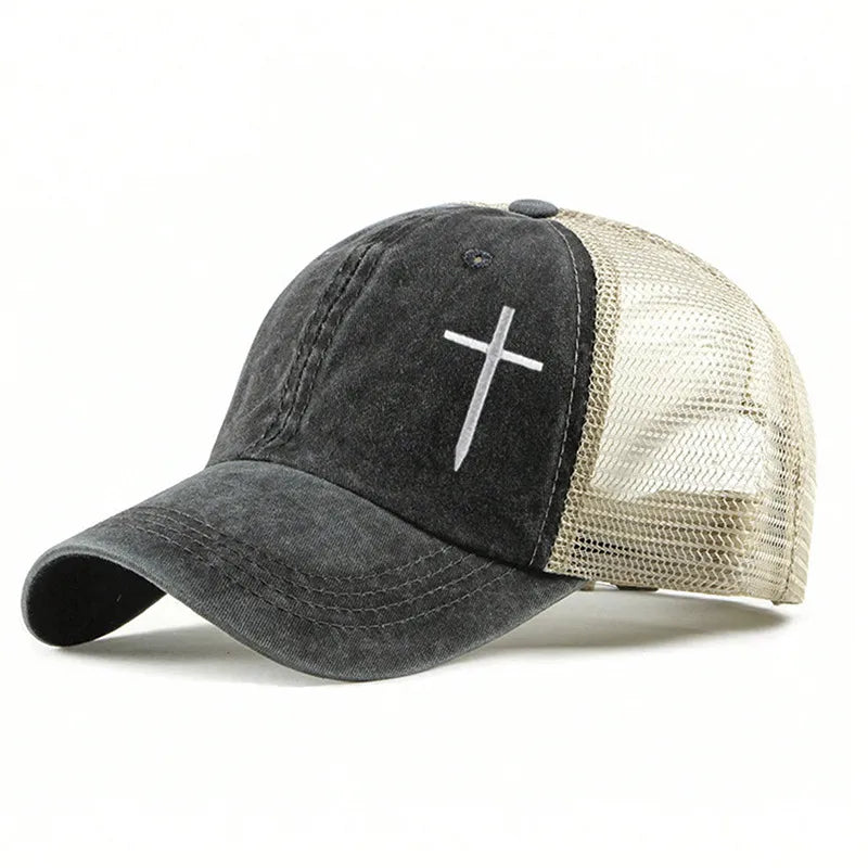 Unisex Casual Retro Cross Color Block Curved Eaves Baseball Cap