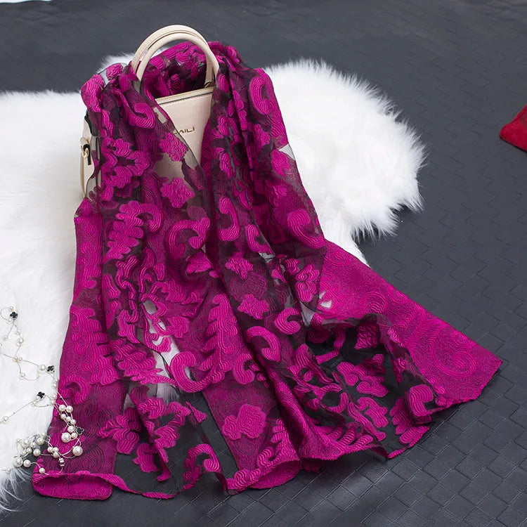 women's simple style color block organza scarf