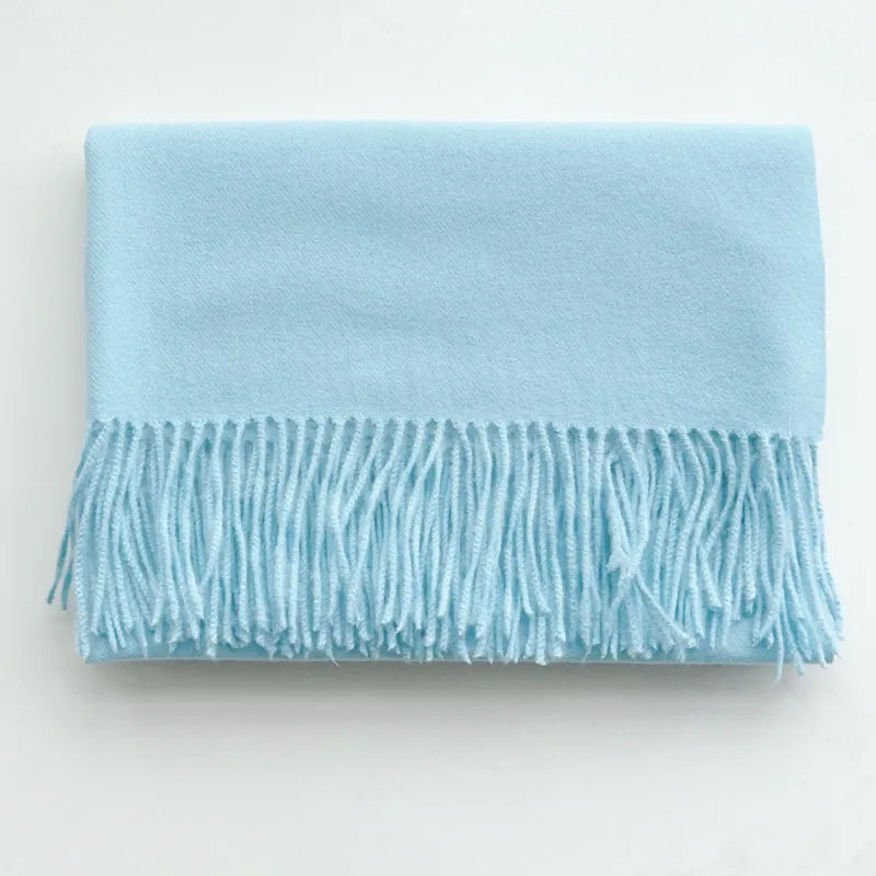 women's simple style solid color imitation cashmere scarf