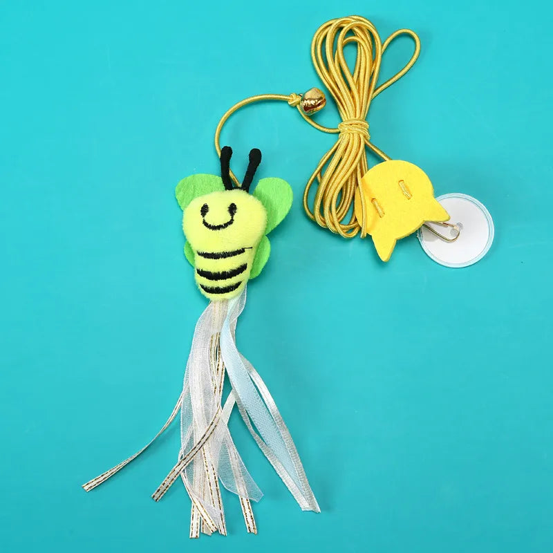 new hanging cat teaser toy hanging door elastic string cat teaser toy feather little mouse cat teaser self-hi relieving stuffy