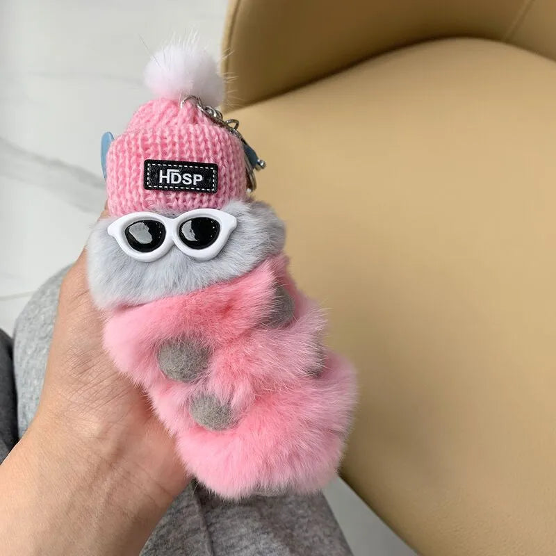 Cute Caterpillar Plush Unisex Bag Pendant Keychain