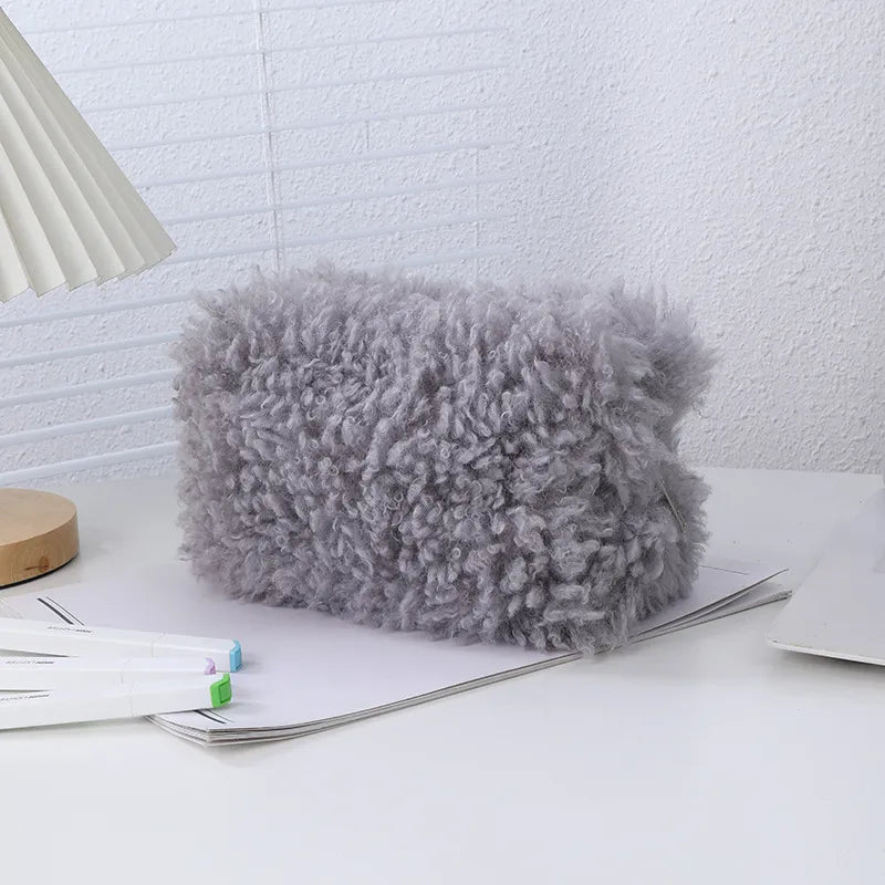 Solid Color Plush School Korean Style Pencil Case