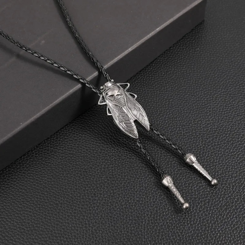 Retro Butterfly Pu Leather Alloy Men's Pendant Necklace Men Pendant Necklaces