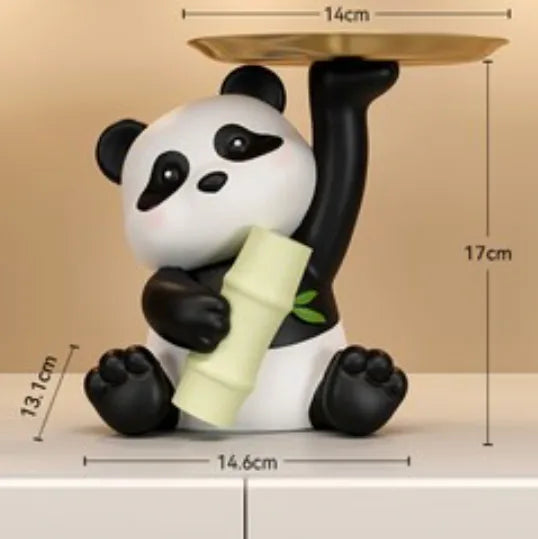 Cute panda decoration key storage living room home decoration creative gift wine cabinet entrance tray