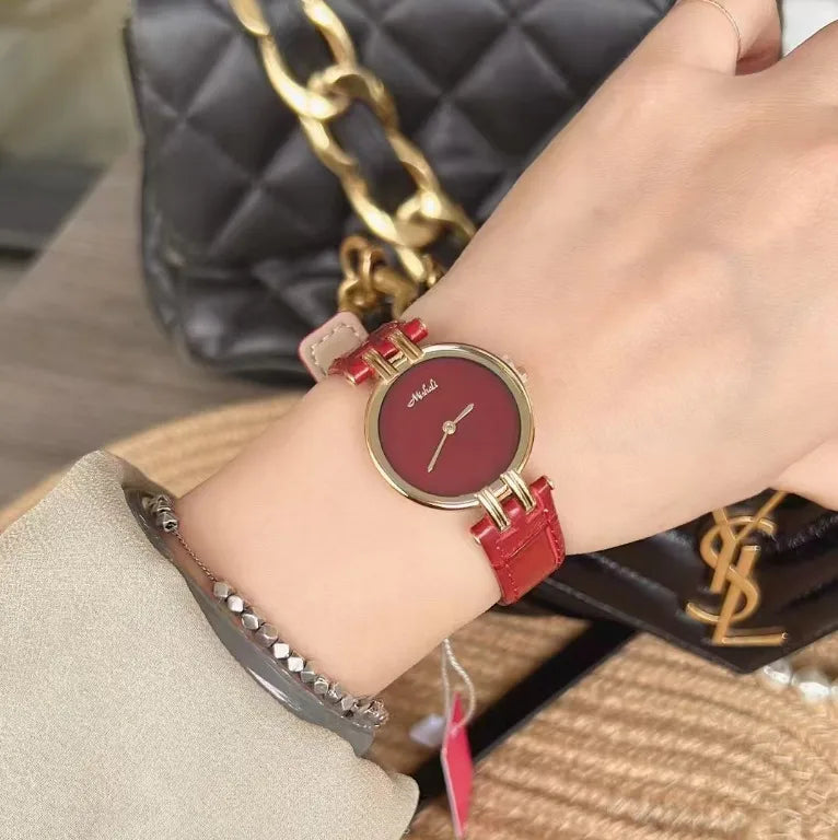 Retro Simple Style Solid Color Buckle Quartz Watch Women's Watches