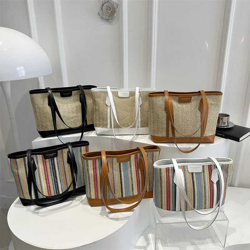 Straw Woven Large-Capacity Fashion Handbag  Summer New Woven Vegetable Basket This Year's Popular Western Style Tote Bag
