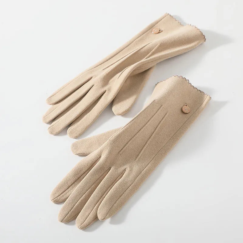 women's fashion solid color velvet polyester gloves 1 pair