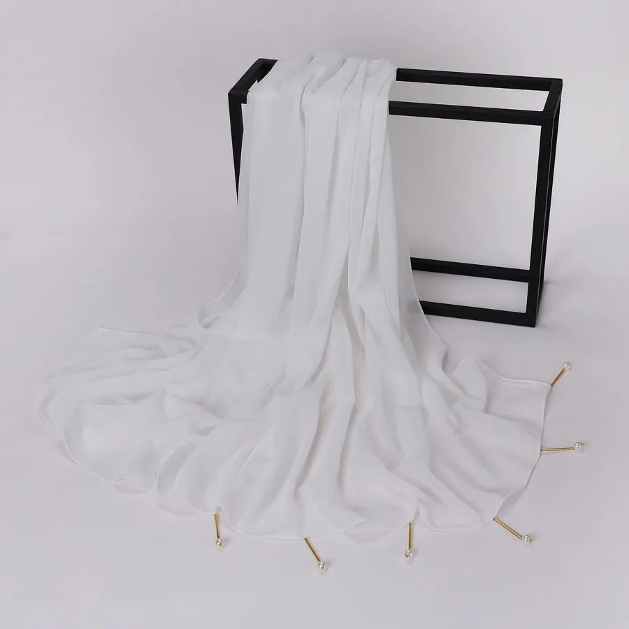women's casual elegant sweet solid color chiffon hijab