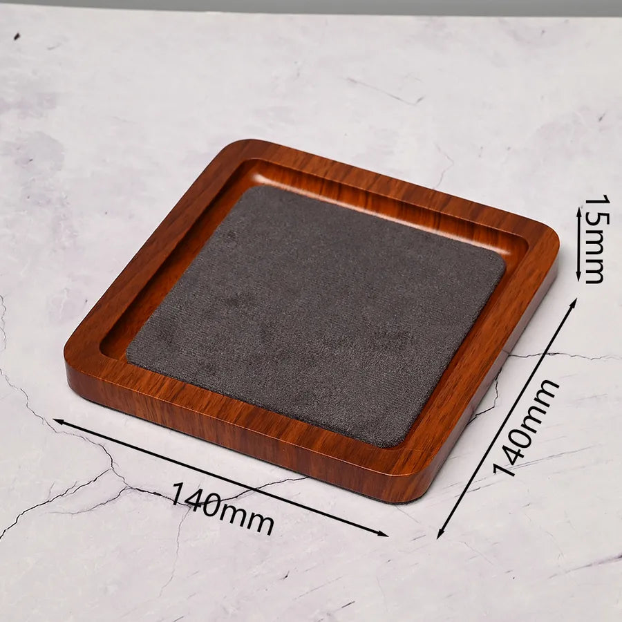 Handmade DIY Jewelry Display Plate Square Rectangle Hand Bracelet Ring Tray Artificial Wood Velvet Simple Style Jewelry Stand