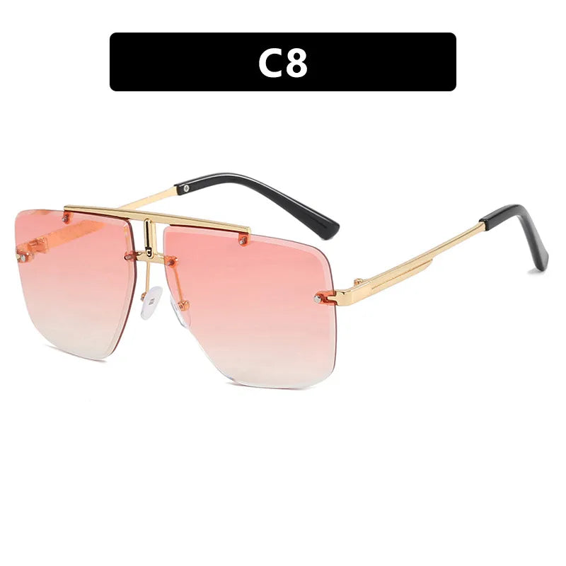 Hip-Hop Punk Streetwear Gradient Color Pc Polygon Frameless Men's Sunglasses