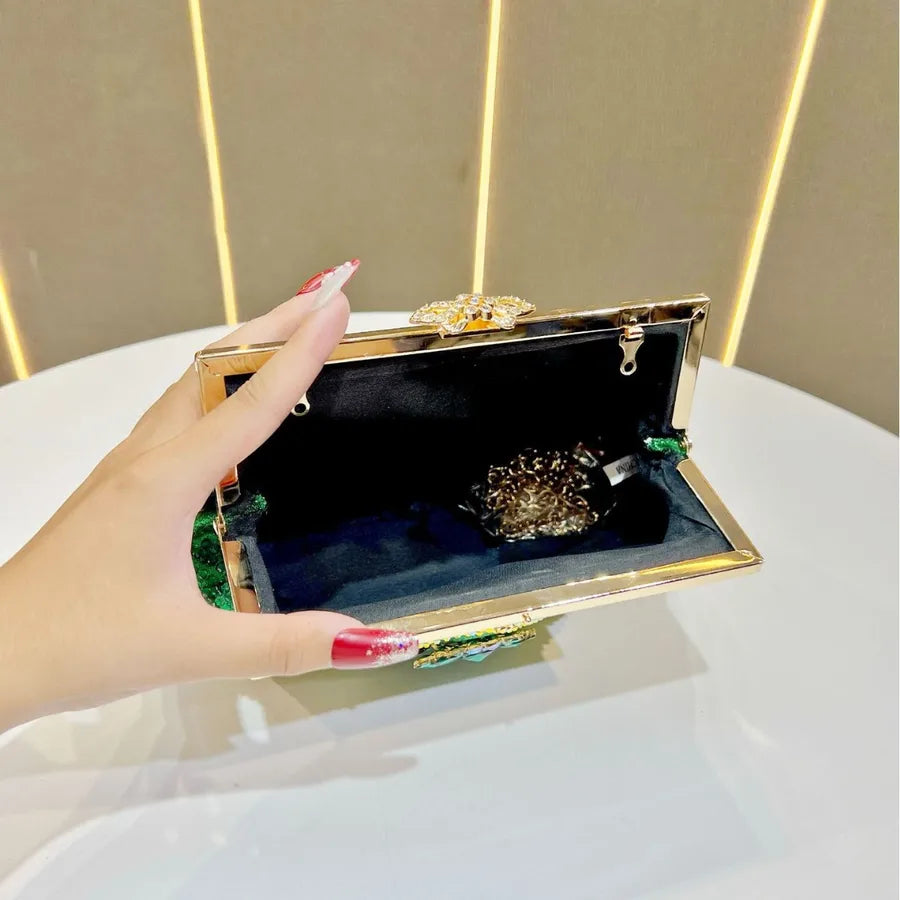 Elegant Diamond Embedded Clutch Bag Women's Shoulder Handbag Luxury Sensation Evening Bag Stylish Polyester Square Bag