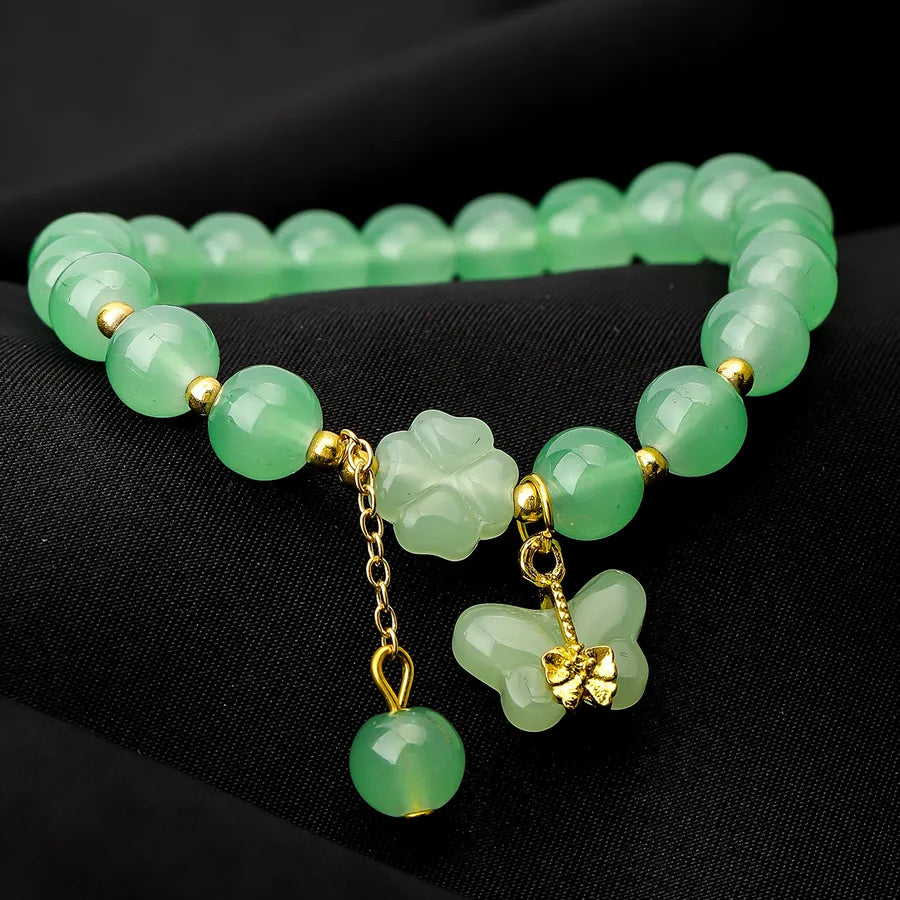 Elegant Classical Four Leaf Clover Butterfly Alloy Glass Beaded Bracelets Wholesale