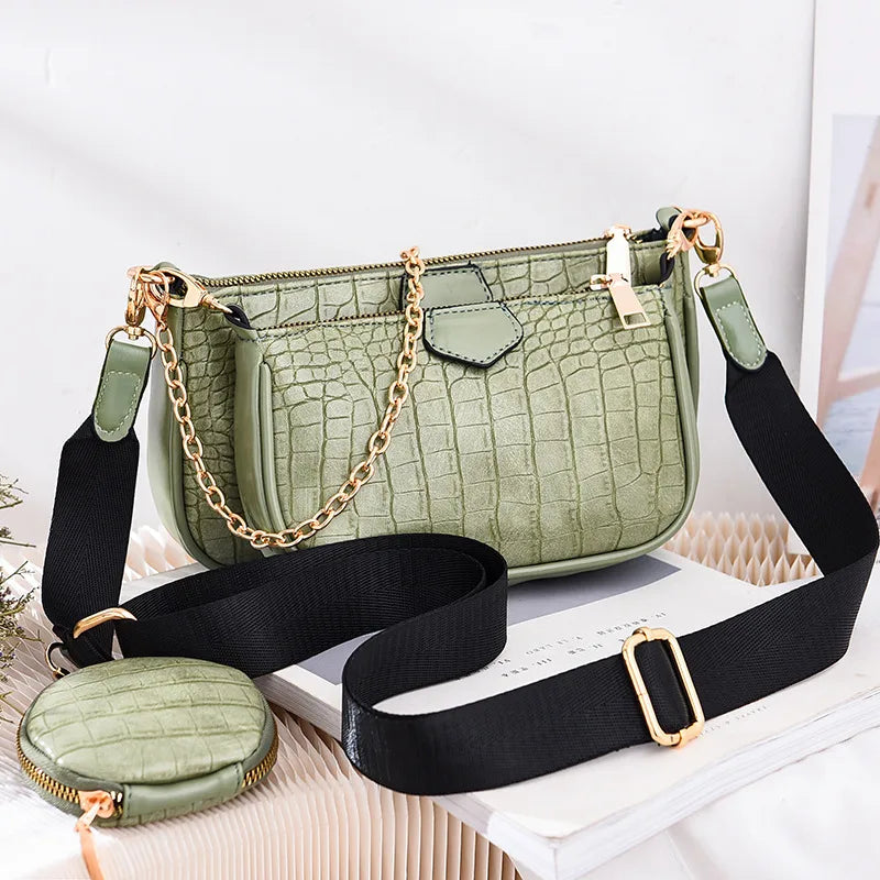 Crossbody small bag  new women's Korean style fresh fashion triplets women's bag crossbody shoulder handbag