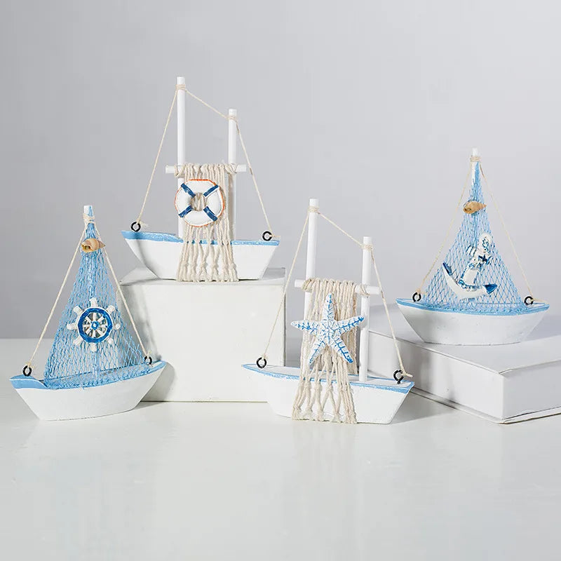 Marine Style Ship Wood Ornaments Artificial Decorations