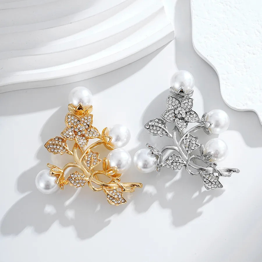 Fashionable Vintage Pearl Glazed Basket Brooch Pin Trendy Bouquet Brooch Pins Alloy Jewelry Accessory For Men And Women