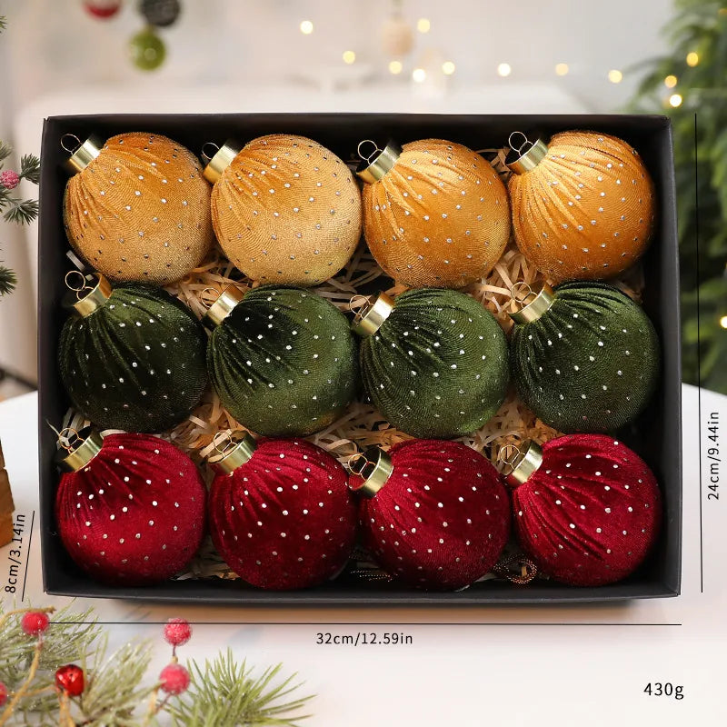 Luxurious Velvet Christmas Ball Ornament Star Embellished Christmas Tree Decoration Festive Fabric Star Stuffed Ball Hanging