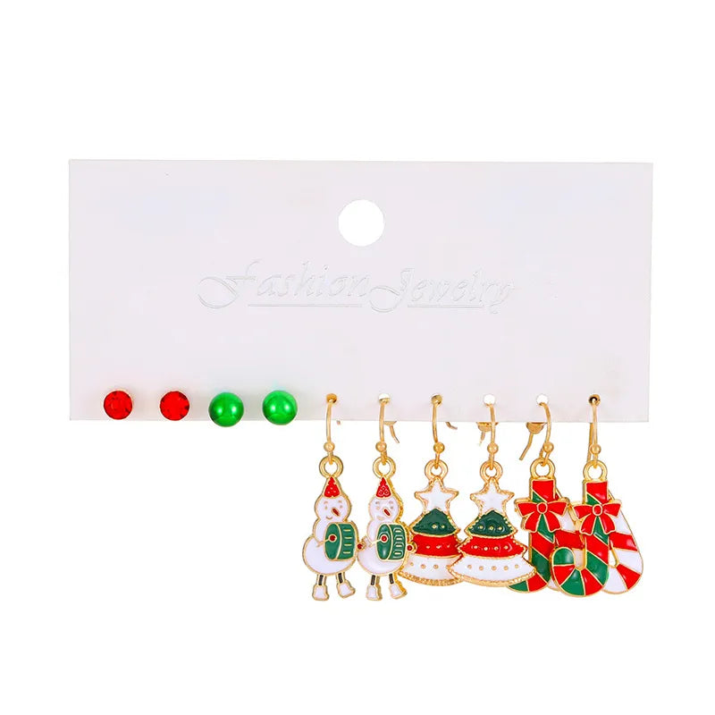 Cartoon Style Cute Classic Style Christmas Tree Santa Claus Bell Alloy Stoving Varnish Plating Inlay Rhinestones Zircon Christmas Women's Jewelry Set