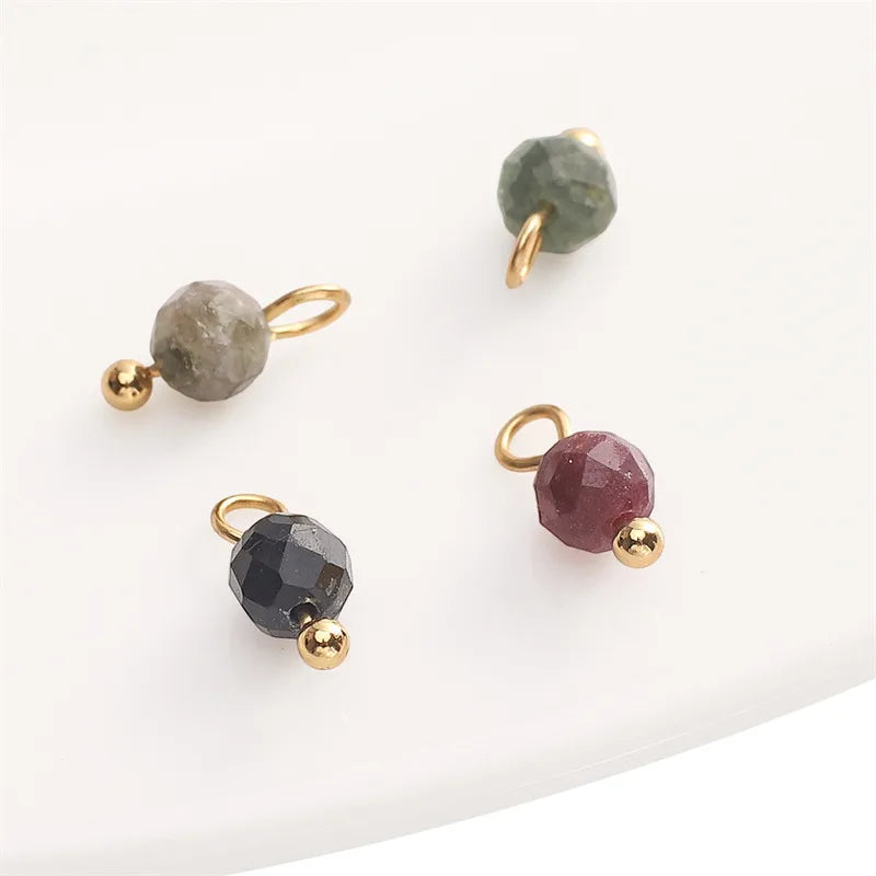 Handmade Natural Stone Pendant Beads Small Drop Earrings Bracelet Necklace Weaving Material Accessories Simple Style Jewelry