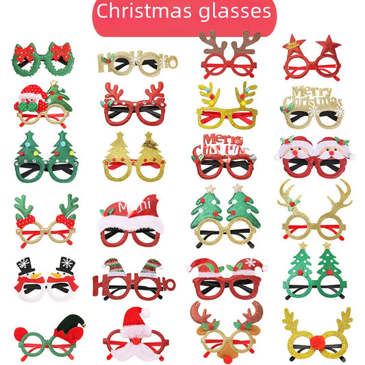 New Christmas Hairband Glasses Frame Halloween Valentine's Day Glasses Santa Claus Glasses Party Christmas