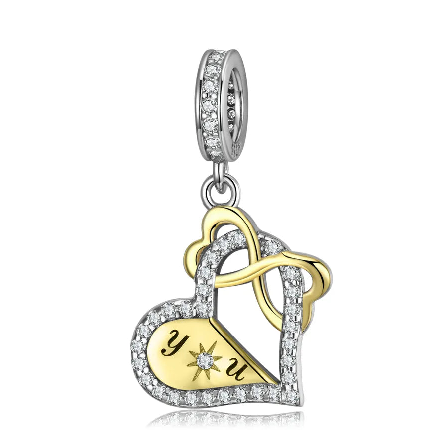 1 Piece 925 Sterling Silver Zircon Heart Shape Cat Rose Jewelry Accessories