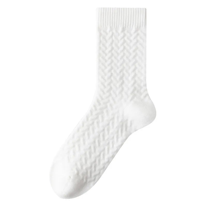 men's casual simple style solid color cotton crew socks a pair
