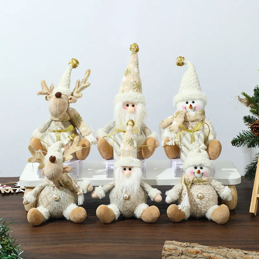 Christmas Decorations Knitted Foam Dolls Snowman Skiing Santa Claus Window Display Ornaments Festive Country New Style