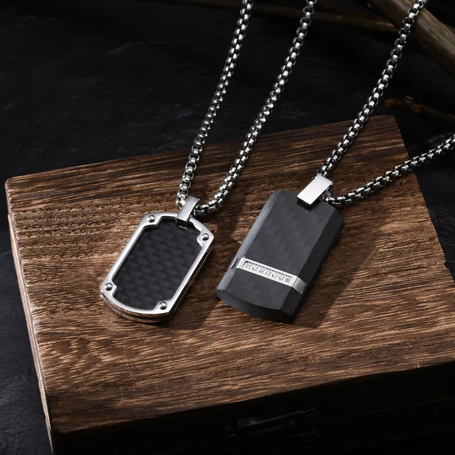 Wholesale Jewelry Simple Style Geometric 304 Stainless Steel Artificial Fiber Polishing Pendant Necklace