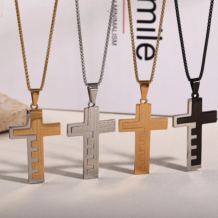 Wholesale Jewelry Vacation Classic Style Cross 304 Stainless Steel box chain Pendant Necklace