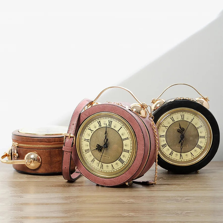 Vintage Handbag Round Clock Bag