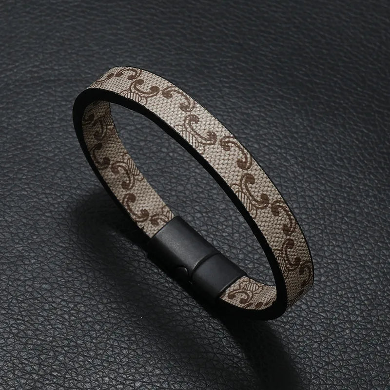 Simple Fashion European and American Style Bracelet Foreign Trade Printed Pattern Stripe Magnetic Buckle Bracelet Yiwu Factory Direct Sales