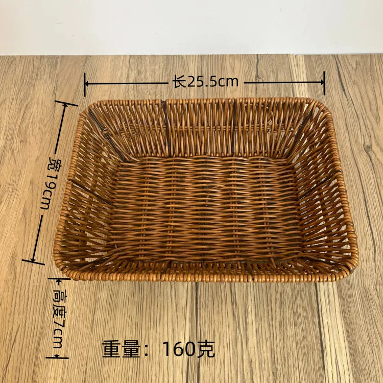 Simple Style Solid Color Imitation Rattan Storage Basket