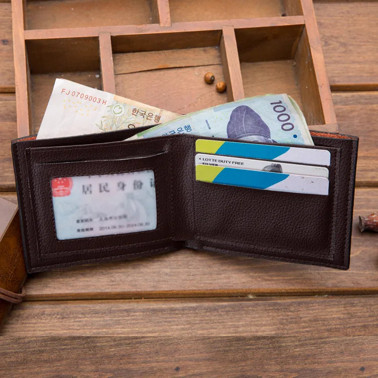 pu leather short ultra-thin men's wallet
