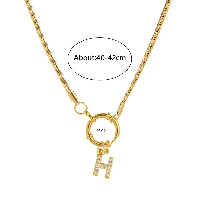 Wholesale Jewelry Vacation Classic Style Pentagram Letter 302 Stainless Steel 18K Gold Plated snake chain Pendant Necklace