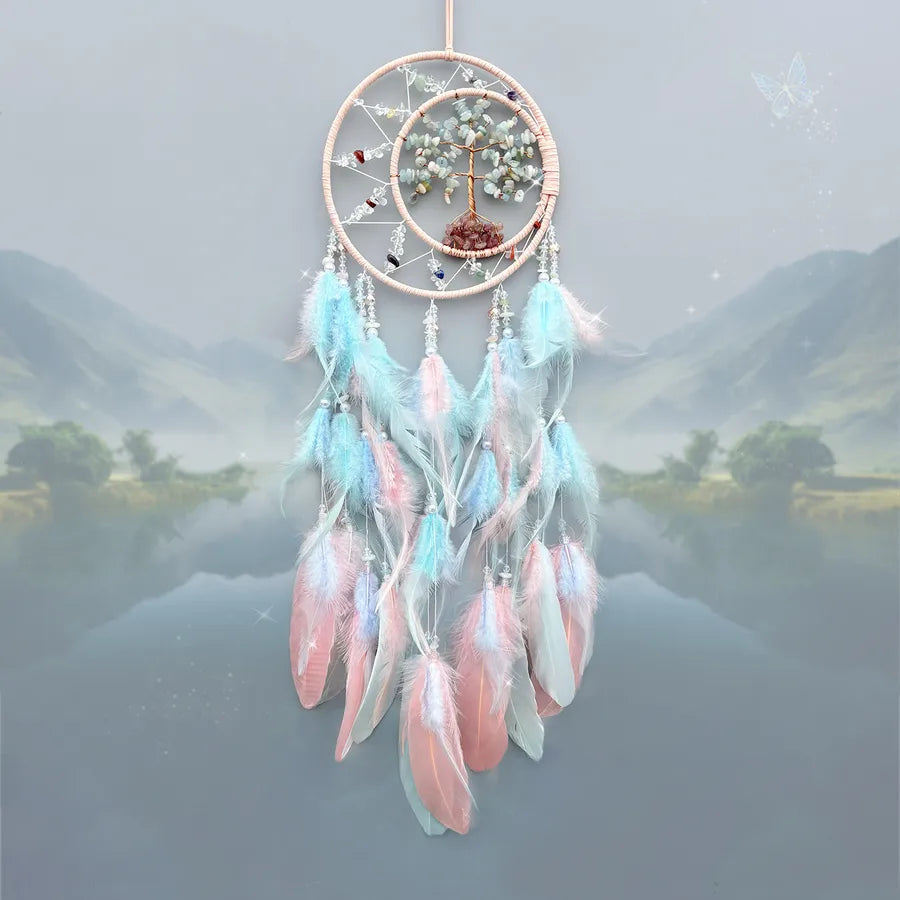 Simple Style Solid Color Crystal stone Feather Iron Dreamcatcher Wall Art