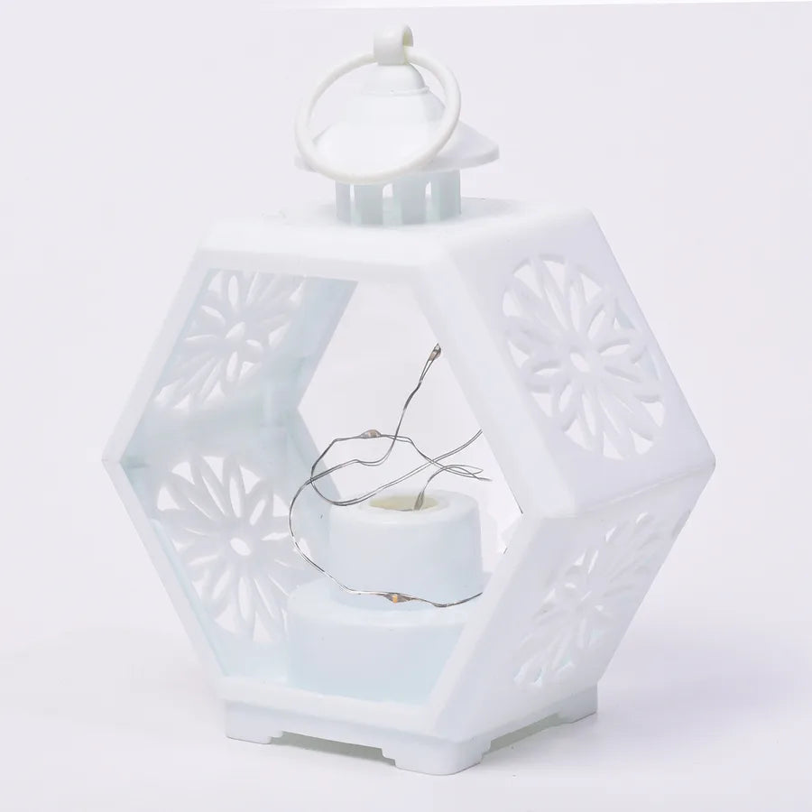Retro Hexagonal Lantern Electronic Candle Light Decorative Ornaments Handheld Atmosphere Night Lamp Small Candle Light