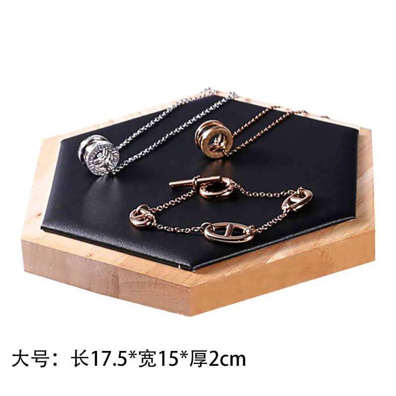 Jewelry Display Stand Earring Bracelet Necklace Ring Holder Wooden Hexagonal Structure Academic Style Crafted From Solid Wood