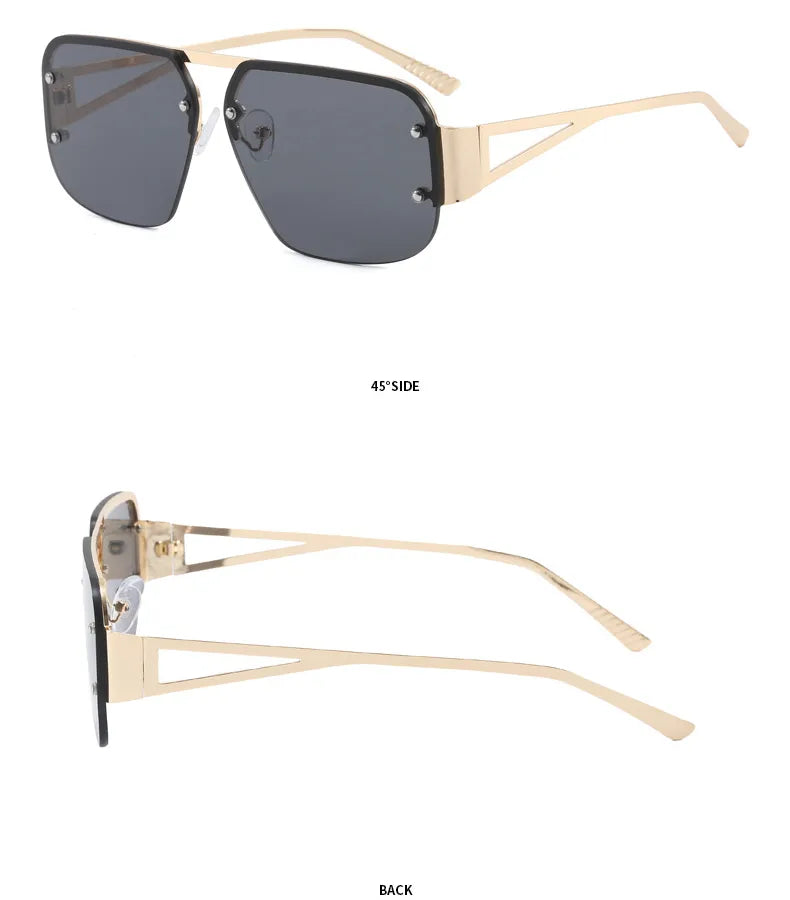 Basic Vacation Solid Color Pc Square Half Frame Women's Sunglasses