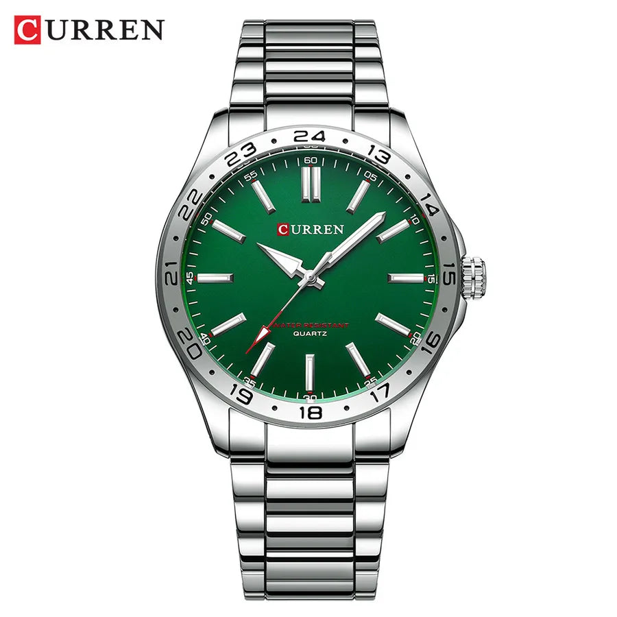 Business Color Block Single Folding Buckle Quartz Watch Men's Watches