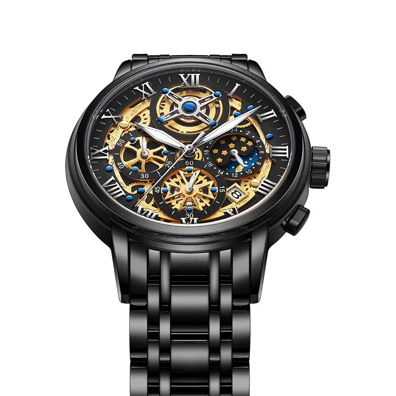 LIGE  Special for New Explosions Men's Quartz Watch Multifunctional Waterproof Watch Hollow Concept Watch