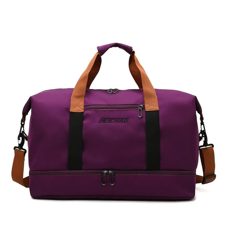 Large Capacity Foldable Fitness Bag Travel Bag Shoulder Portable Crossbody Yoga Bag Dry and Wet Separate Outgoing Luggage Bag